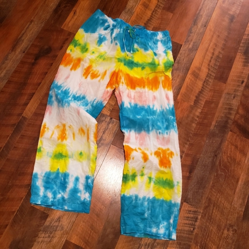 Beach pants in teal yellow‎ pink and orange